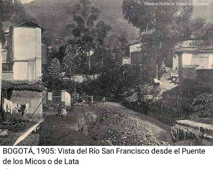 Bogotá 1905 Vista Río San Francisco desde Puente de los Micos o de Lata